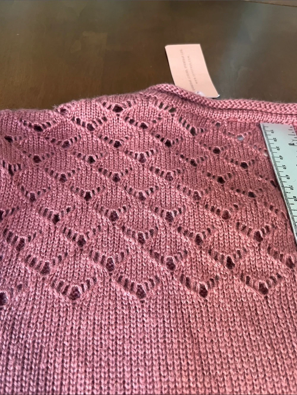 NWT evy's tree mauve rose-pink eyelet yoke button-front cardigan LARGE